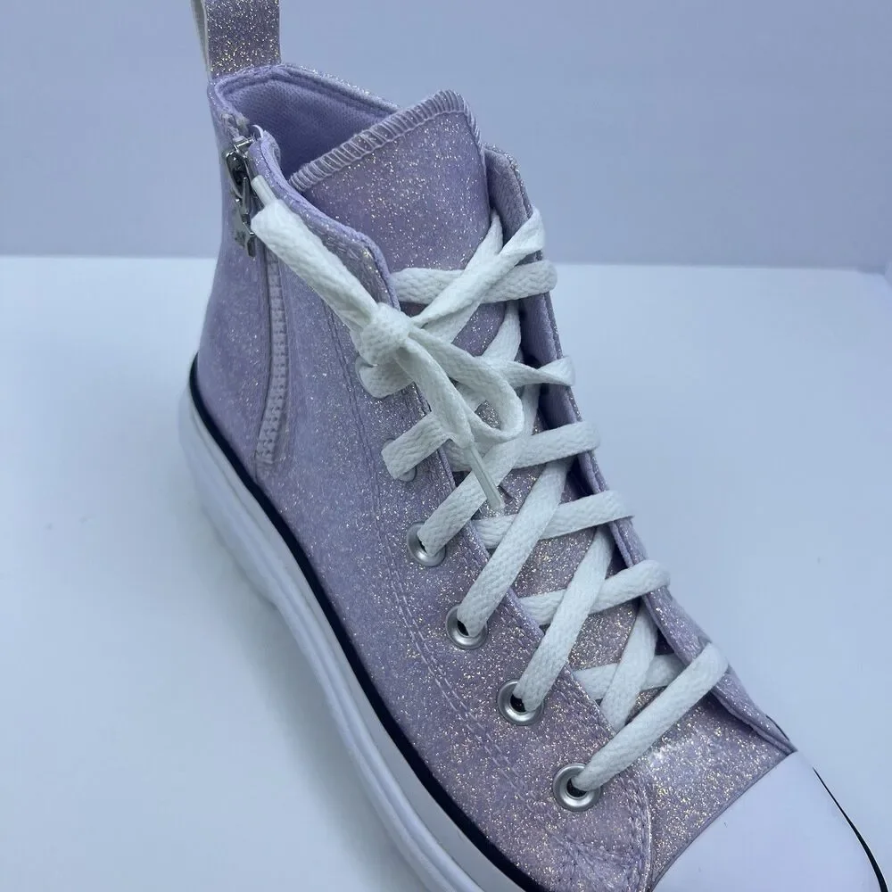 Converse Chuck Taylor Girls Lugged Glitter Platform Shoes Vapor Violet Size 5.5